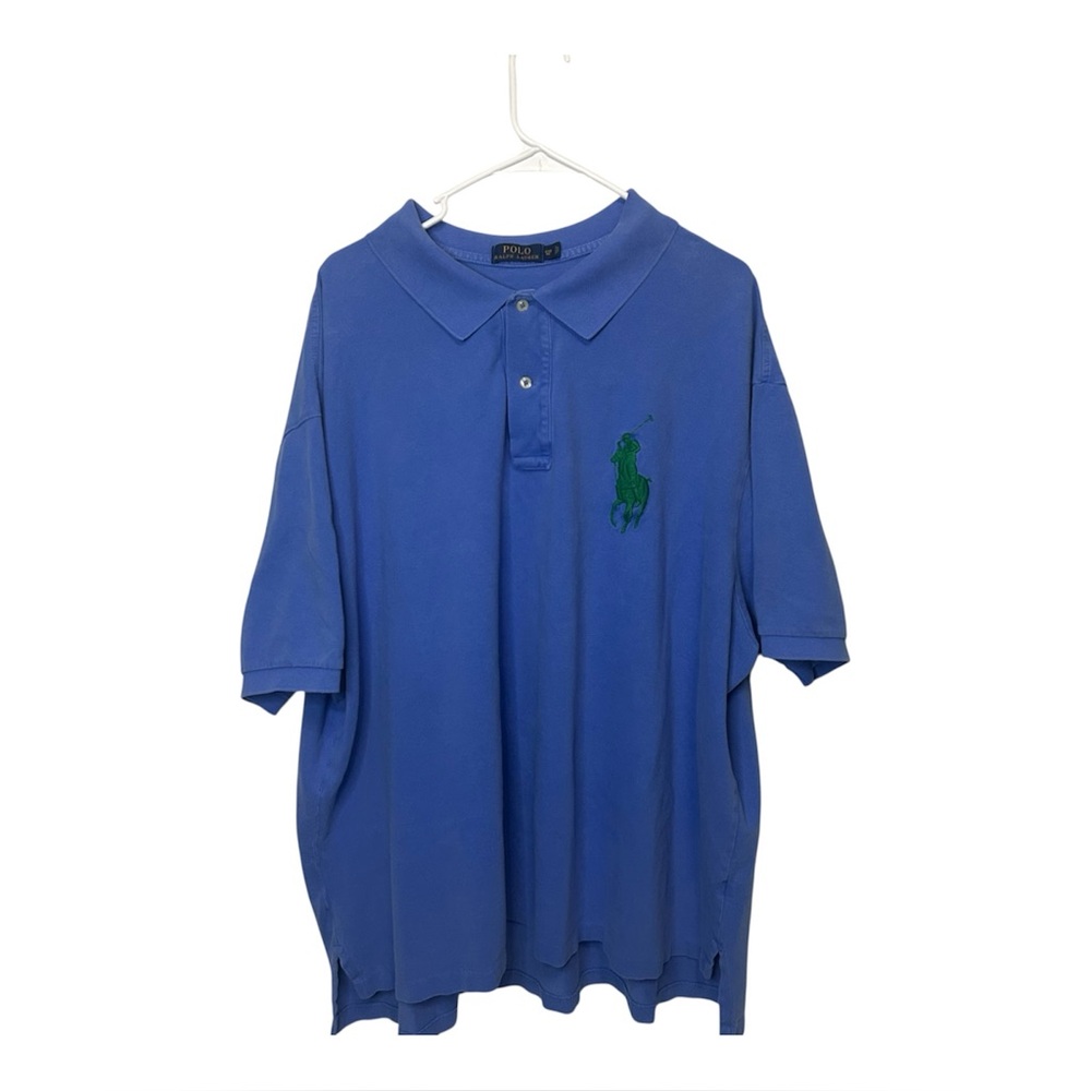Polo Ralph Lauren Big Pony Polo‎ Shirt Mens 2XB Blue Green Pique Short Sleeve
